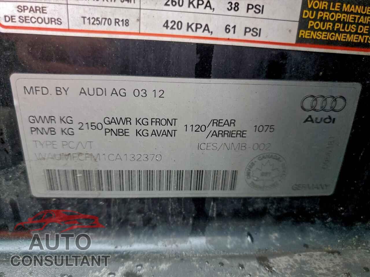 AUDI A3 2012 - WAUMFCFM1CA132370