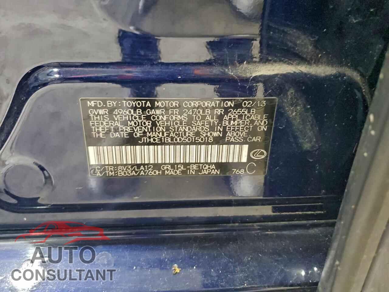 LEXUS GS350 2013 - JTHCE1BL0D5015018