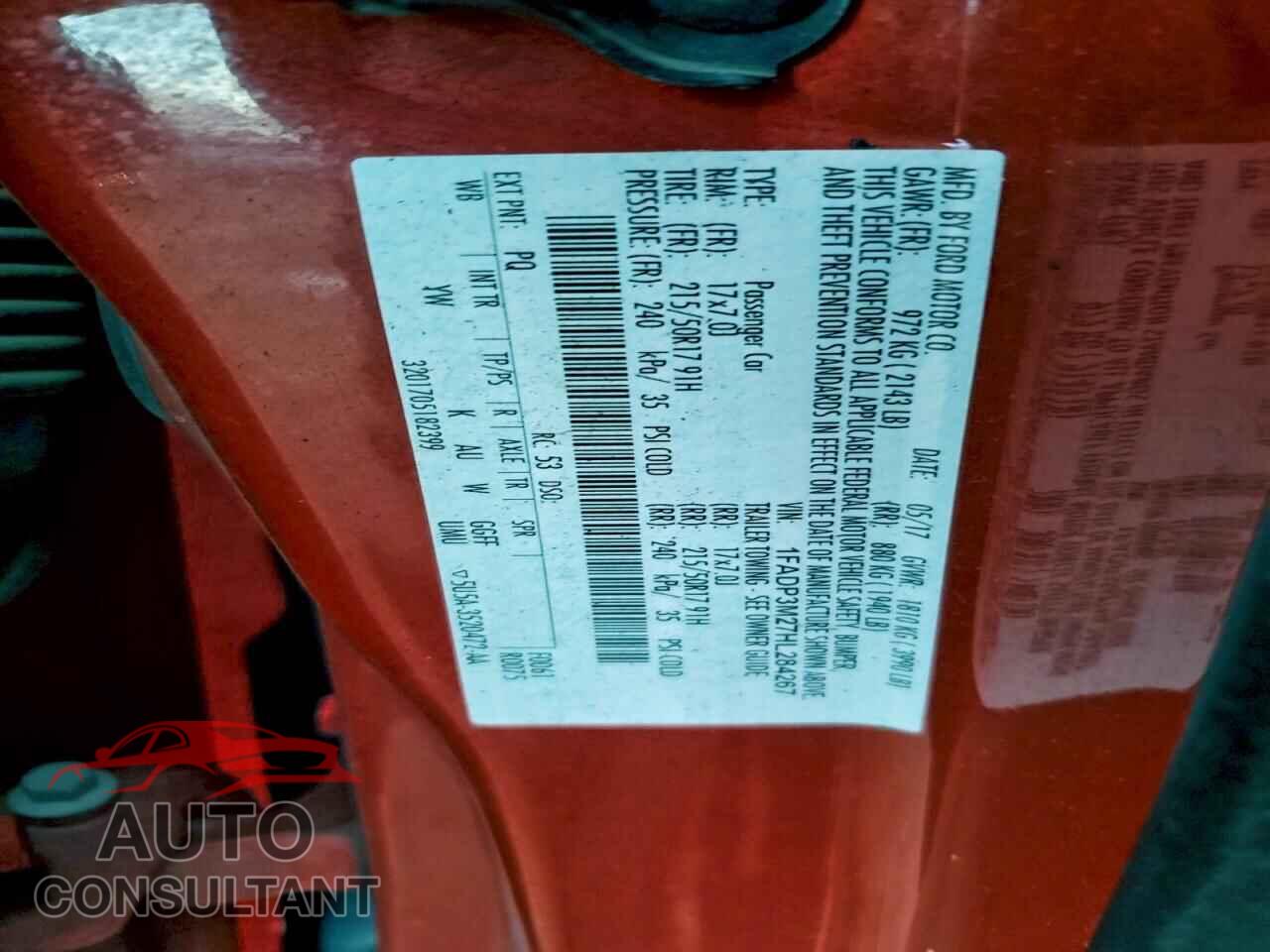 FORD FOCUS 2017 - 1FADP3M27HL284267