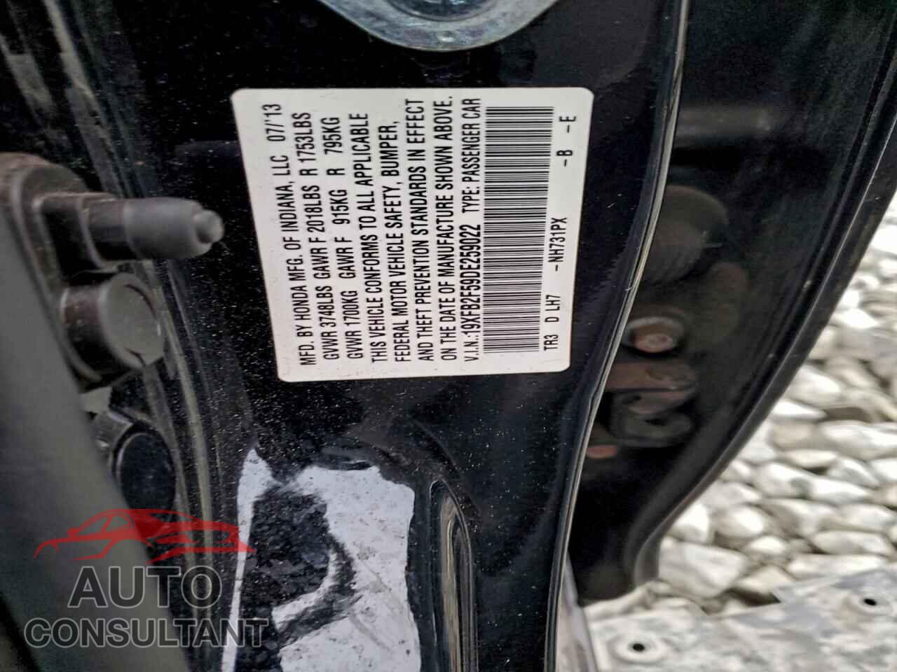 HONDA CIVIC 2013 - 19XFB2F59DE259022