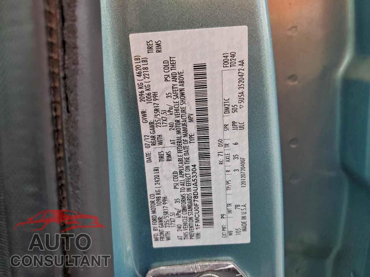 FORD ESCAPE 2013 - 1FMCU0F78DUA53304