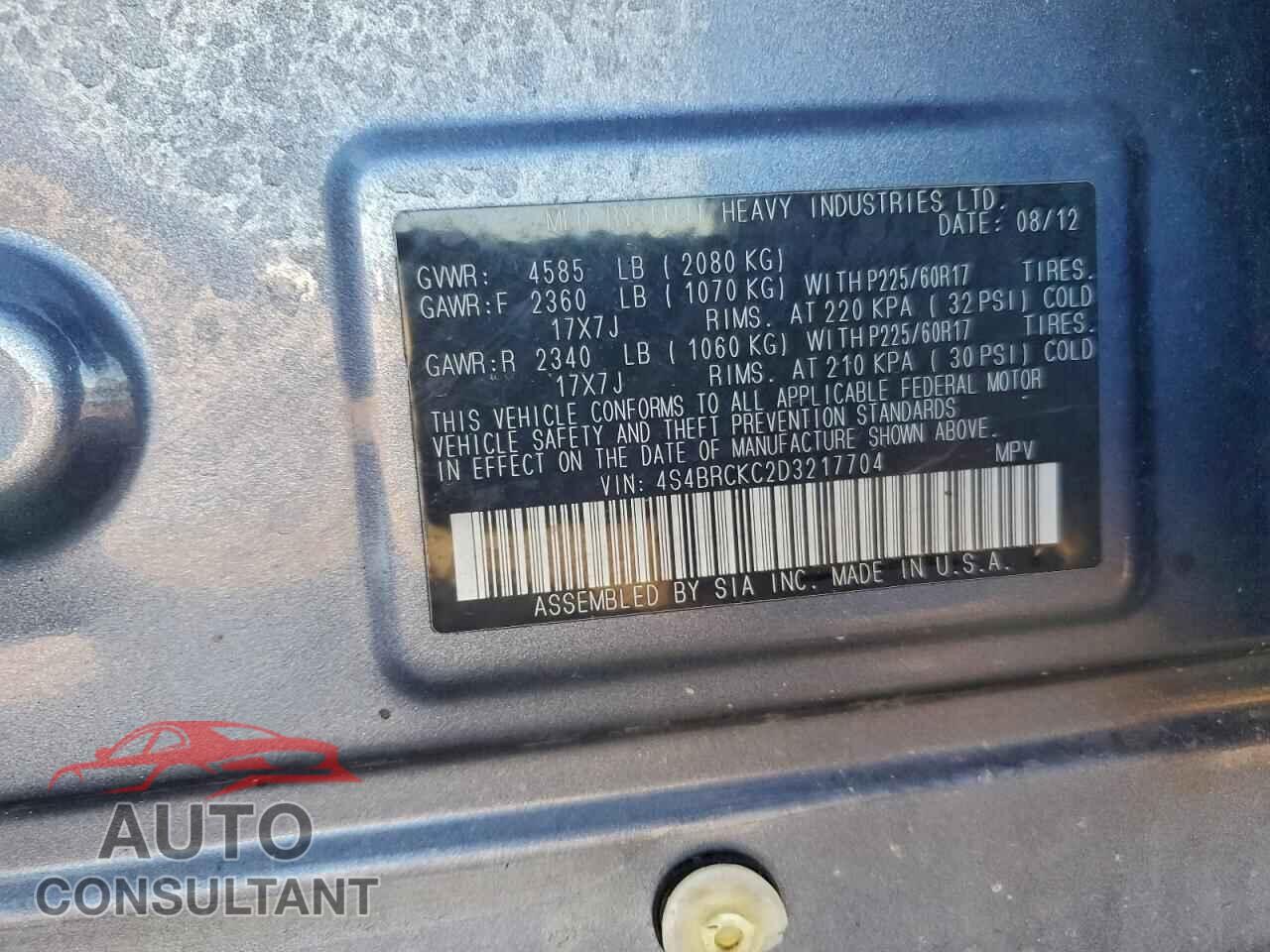 SUBARU OUTBACK 2013 - 4S4BRCKC2D3217704