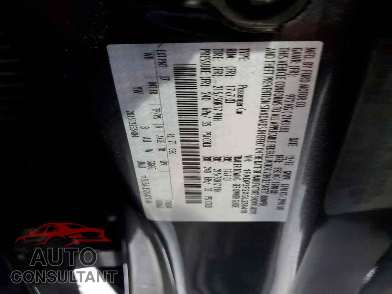 FORD FOCUS 2016 - 1FADP3F2XGL258418