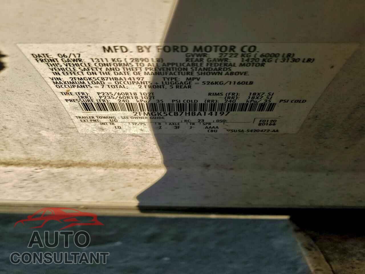 FORD FLEX 2017 - 2FMGK5C87HBA14197