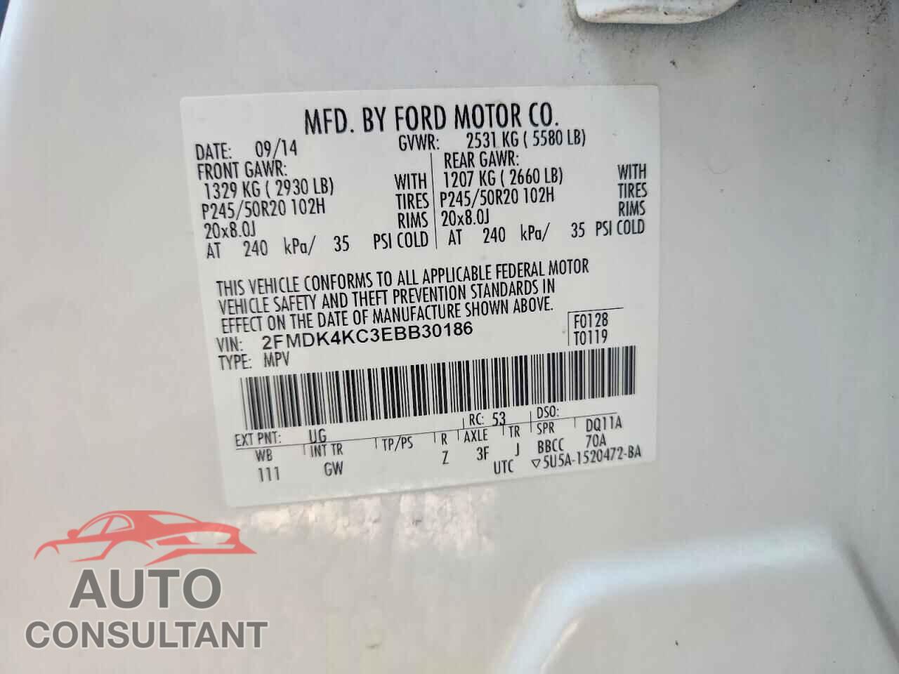FORD EDGE 2014 - 2FMDK4KC3EBB30186