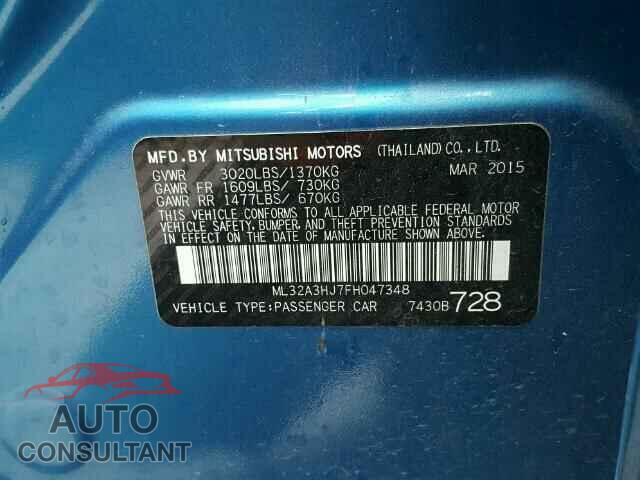 MITSUBISHI MIRAGE 2015 - ML32A3HJ7FH047348