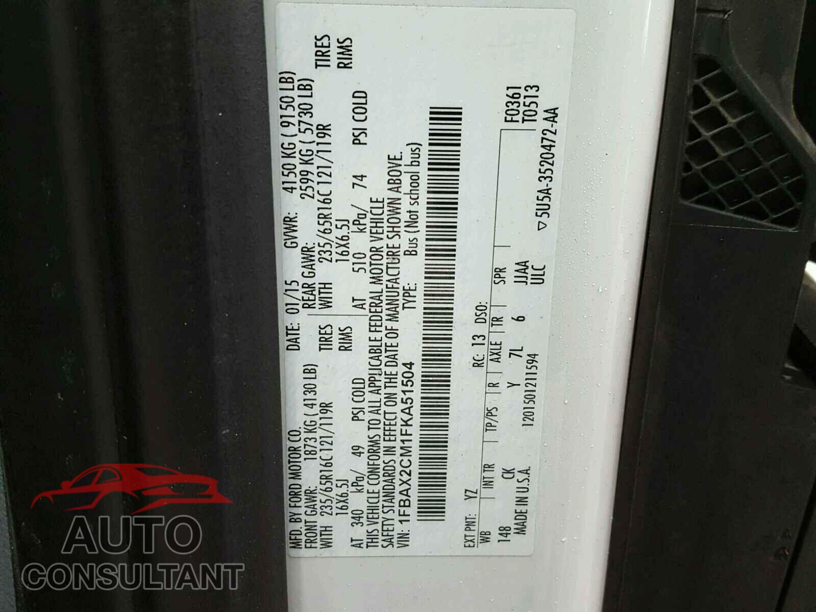 FORD TRANSIT CO 2015 - 1FBAX2CM1FKA51504