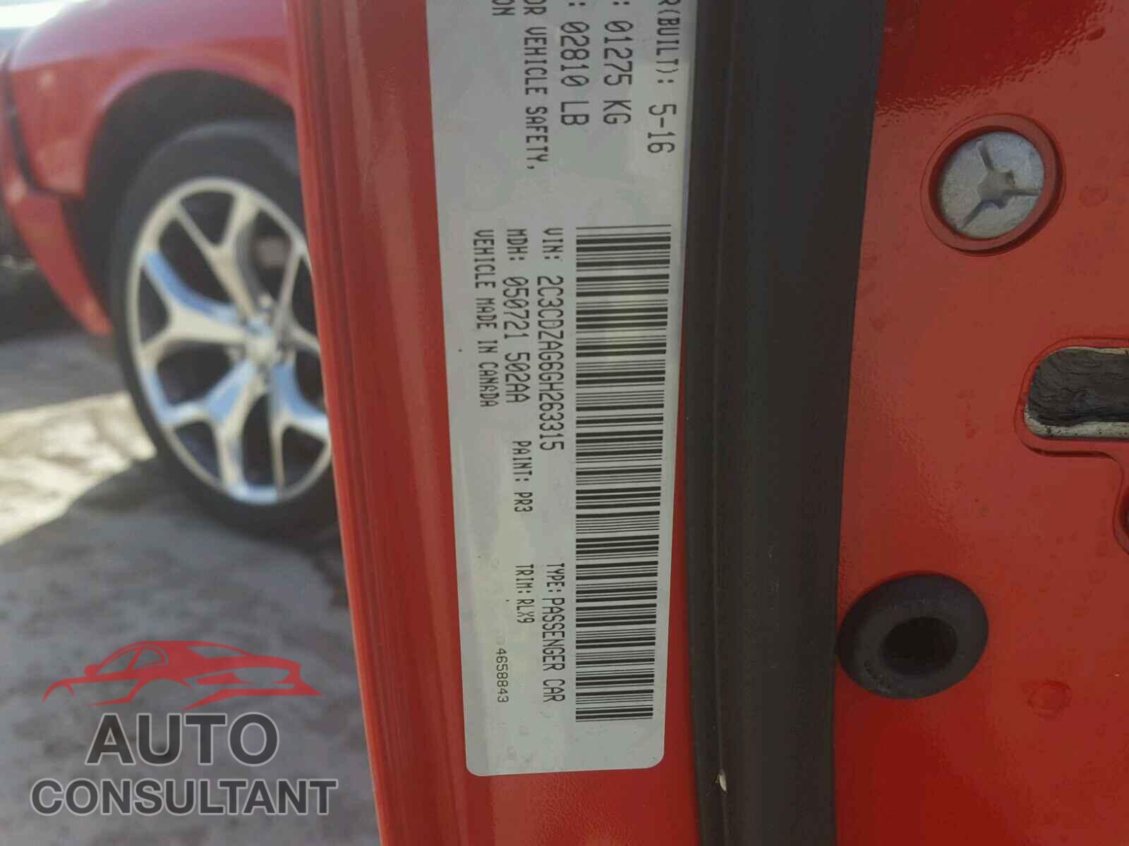 DODGE CHALLENGER 2016 - 2C3CDZAG6GH263315