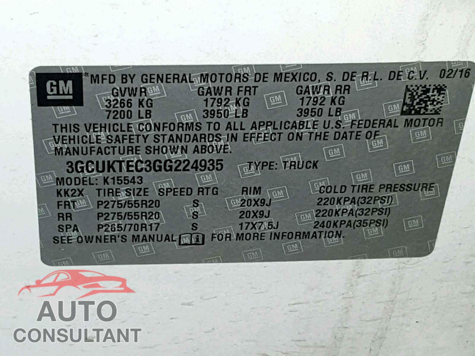 CHEVROLET SILVERADO 2016 - 1N4BL4BW1KC201423