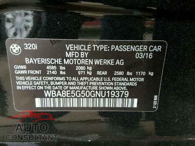 BMW 3 SERIES 2016 - WBA8E5G50GNU19379