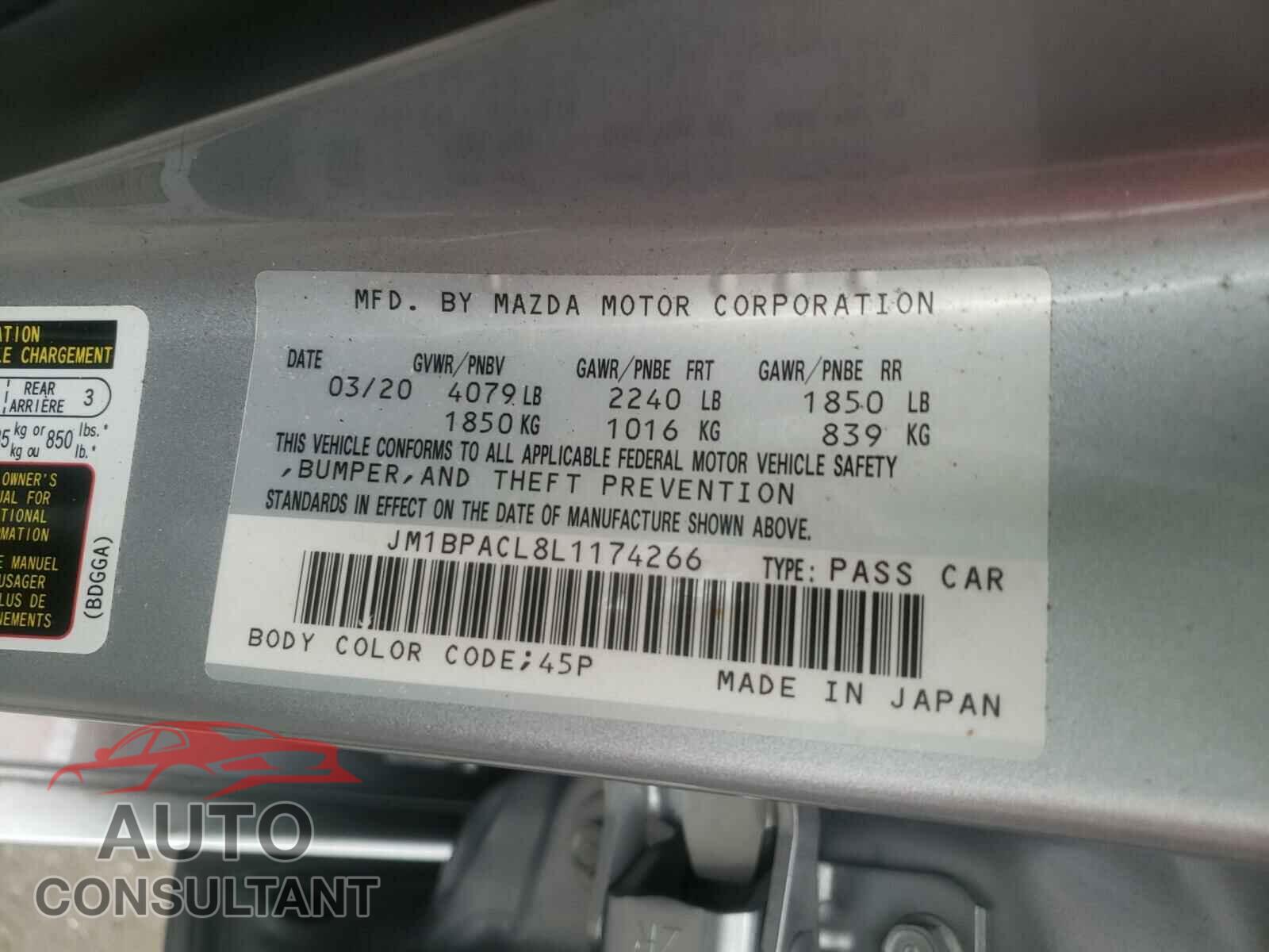 MAZDA 3 2020 - JM1BPACL8L1174266