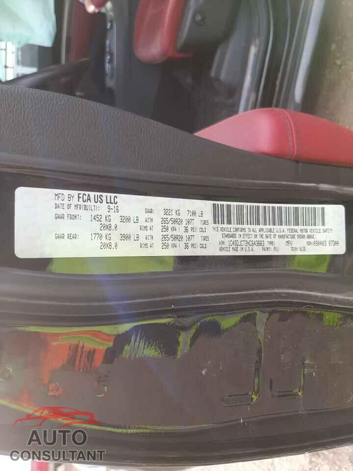 DODGE DURANGO 2017 - 1C4SDJCT2HC643663