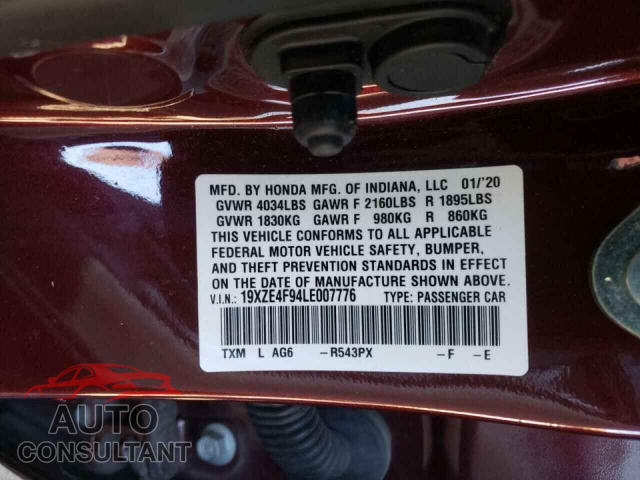 HONDA INSIGHT 2020 - 19XZE4F94LE007776