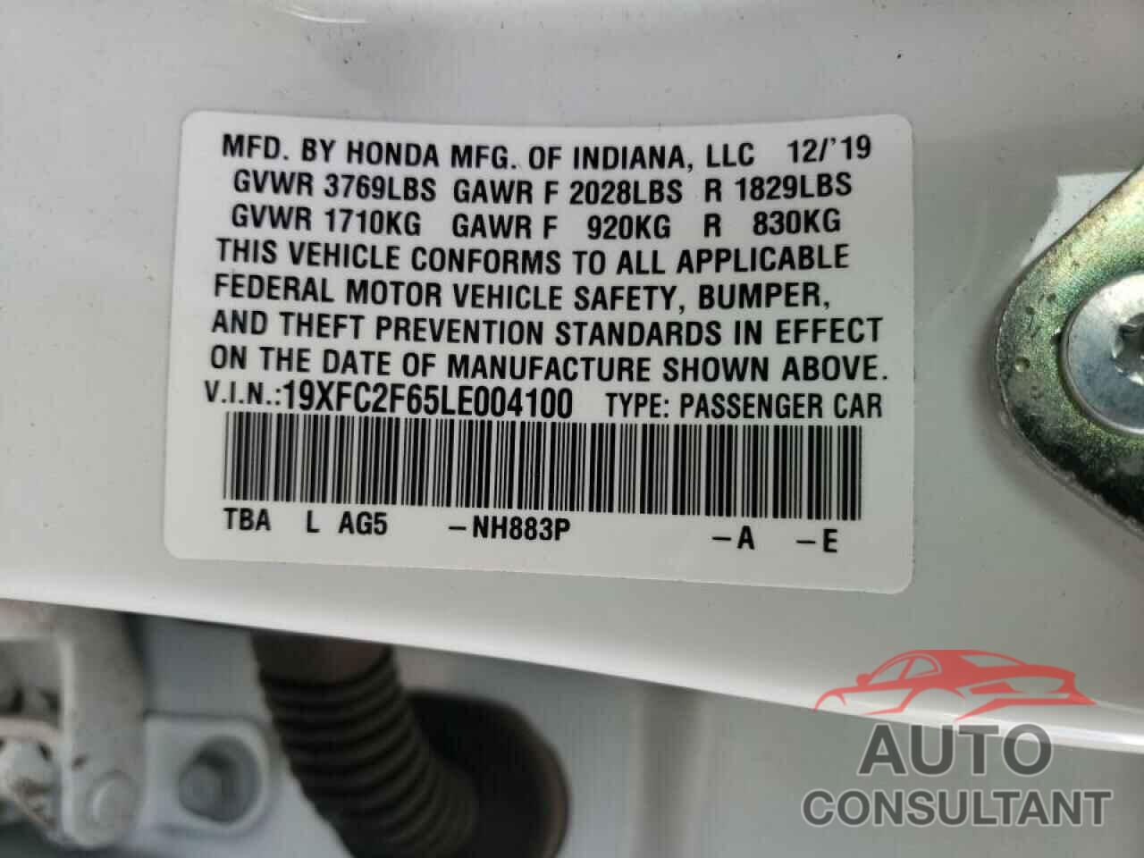 HONDA CIVIC 2020 - 19XFC2F65LE004100