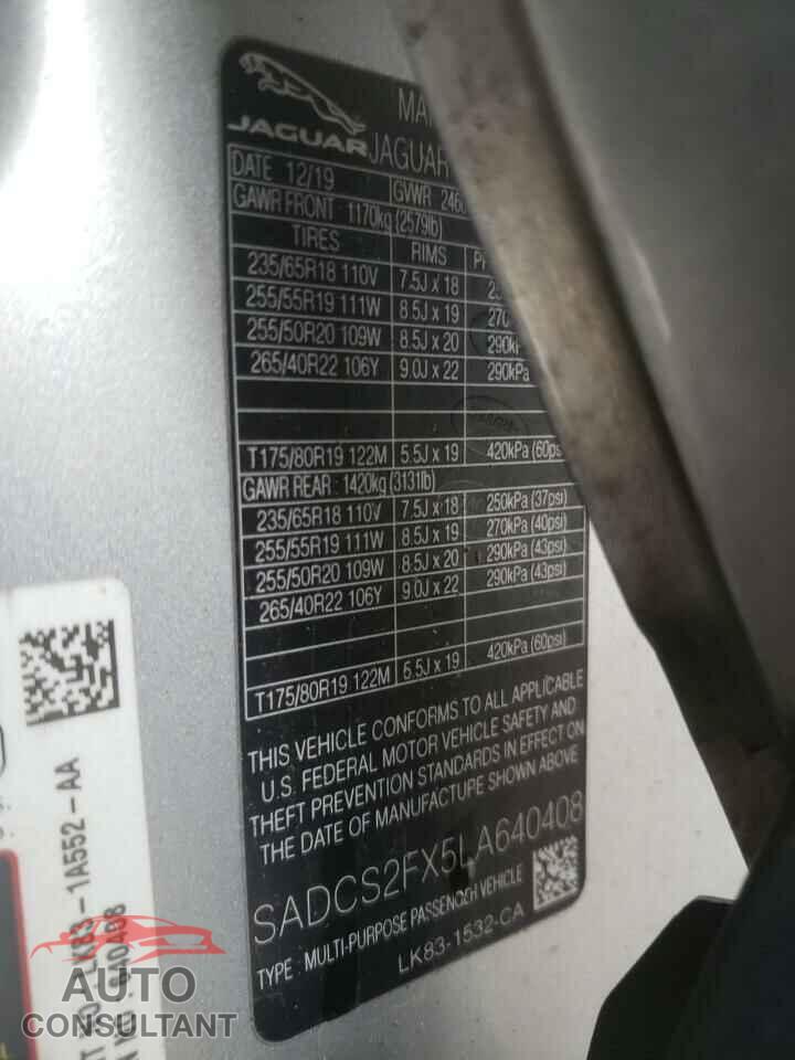 JAGUAR F-PACE 2020 - SADCS2FX5LA640408