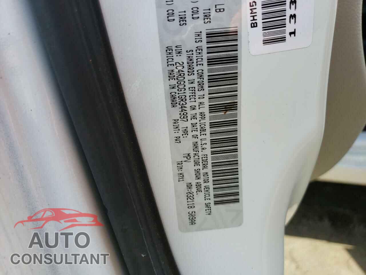 DODGE CARAVAN 2016 - 2C4RDGCG1GR344997