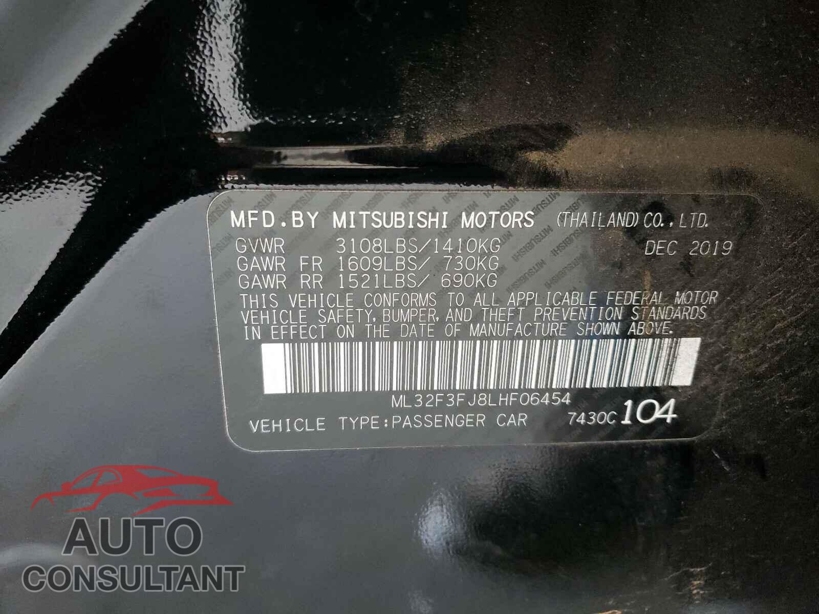 MITSUBISHI MIRAGE 2020 - ML32F3FJ8LHF06454