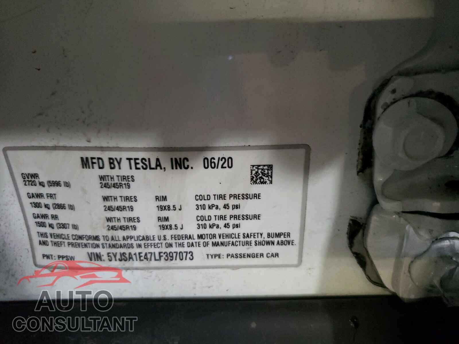TESLA MODEL S 2020 - 5YJSA1E47LF397073