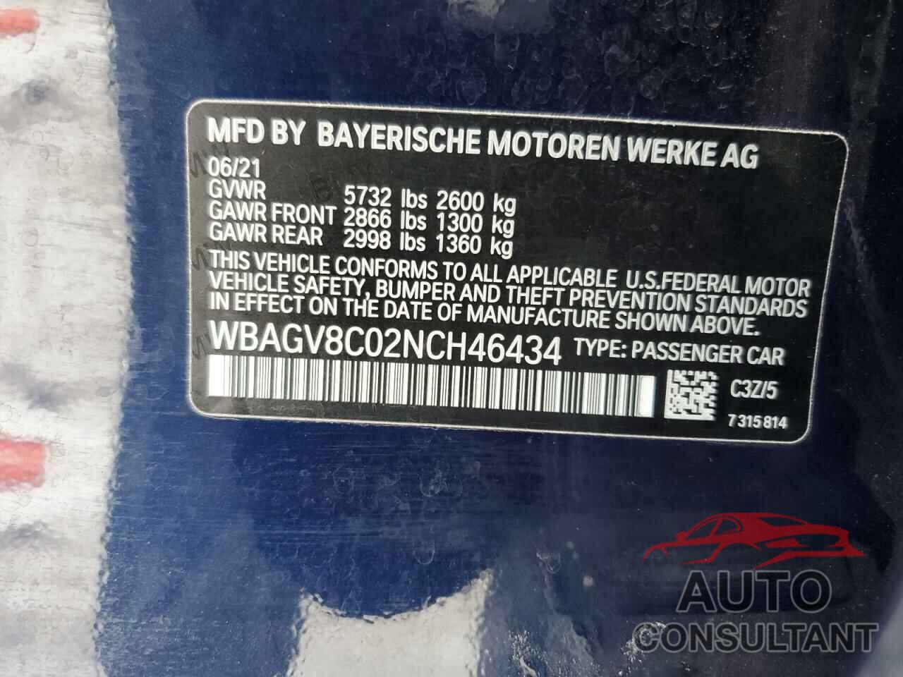 BMW M8 2022 - WBAGV8C02NCH46434