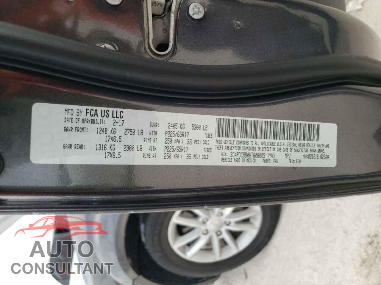 DODGE JOURNEY 2017 - 3C4PDCBB0HT608005