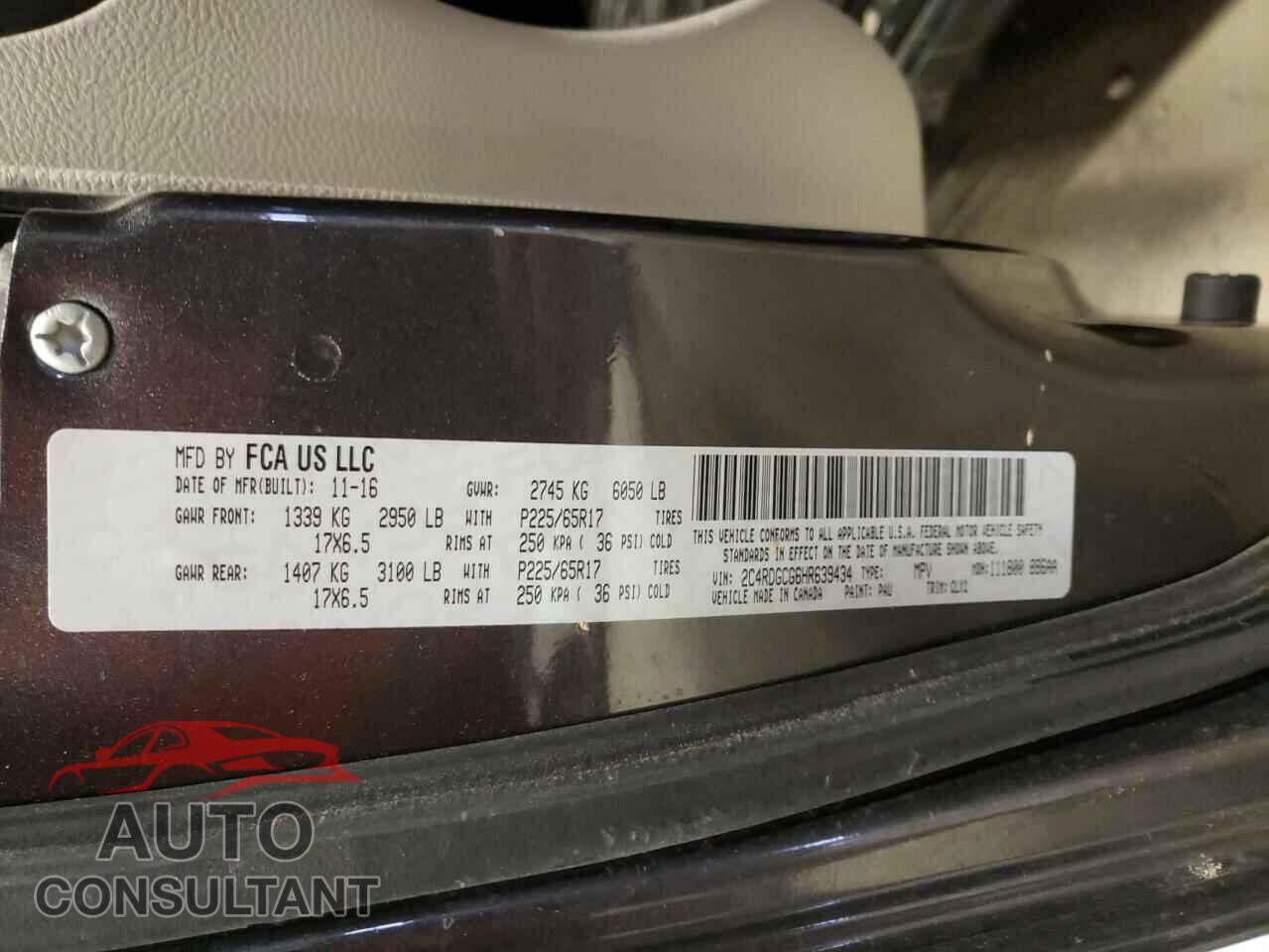DODGE GRAND CARA 2017 - 2C4RDGCG6HR639434