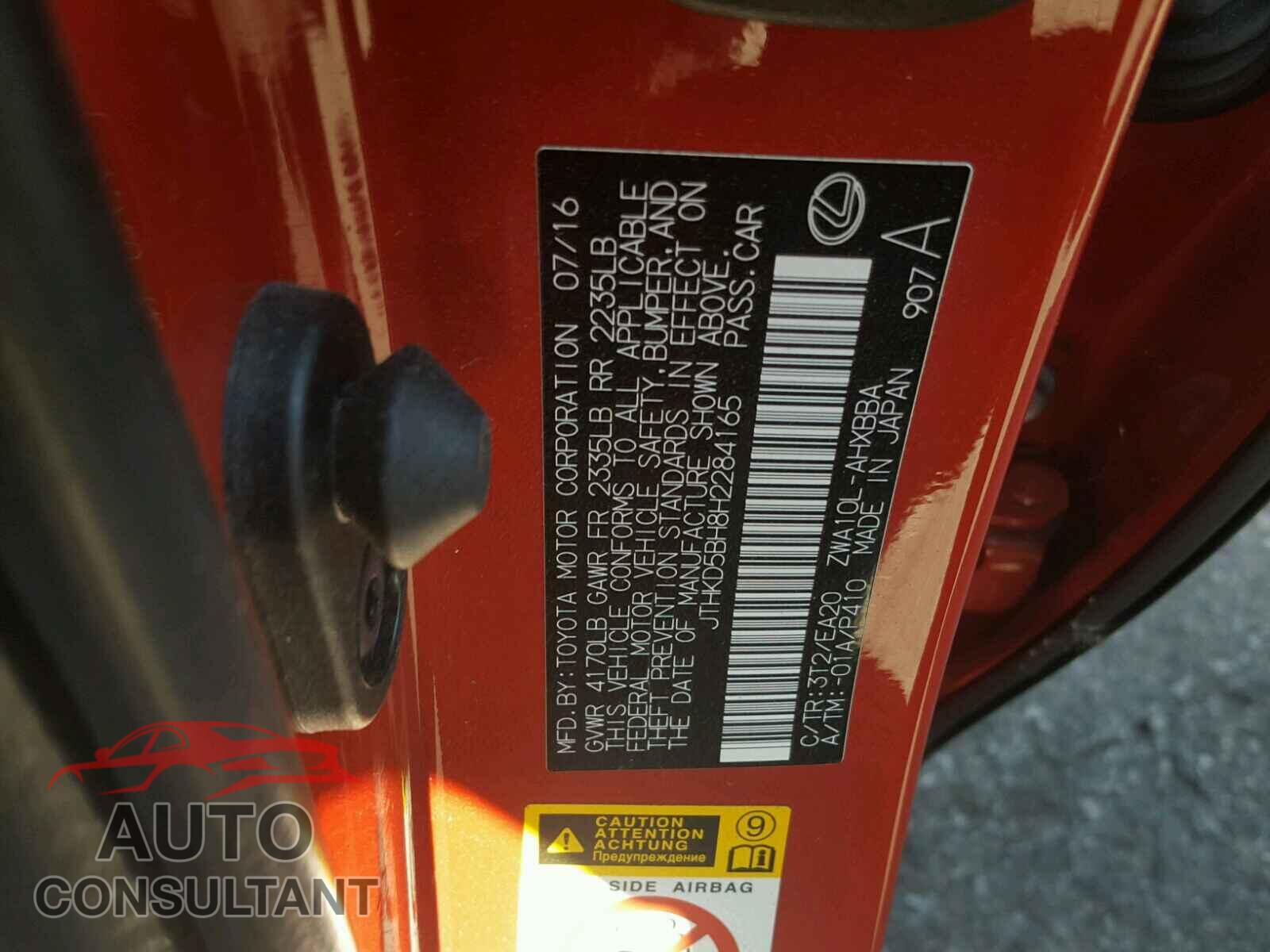 LEXUS CT 200 2017 - JTHKD5BH8H2284165