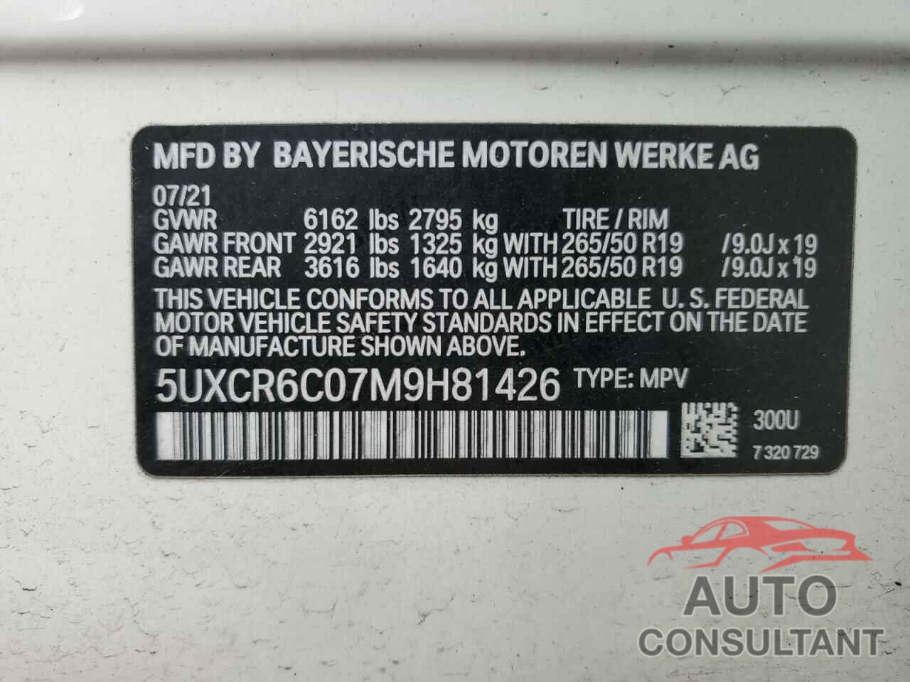 BMW X5 2021 - 5UXCR6C07M9H81426