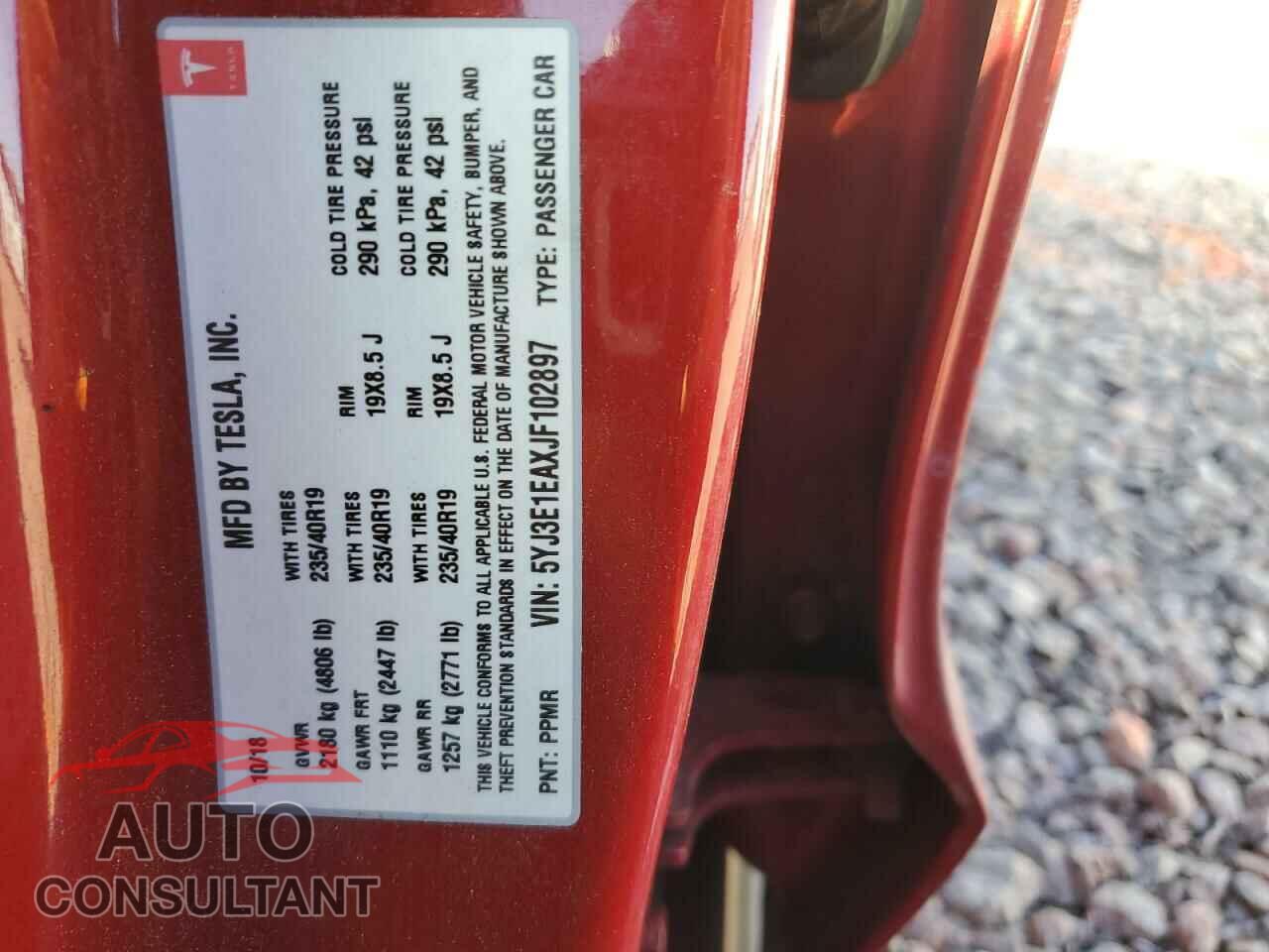 TESLA MODEL 3 2018 - 5YJ3E1EAXJF102897