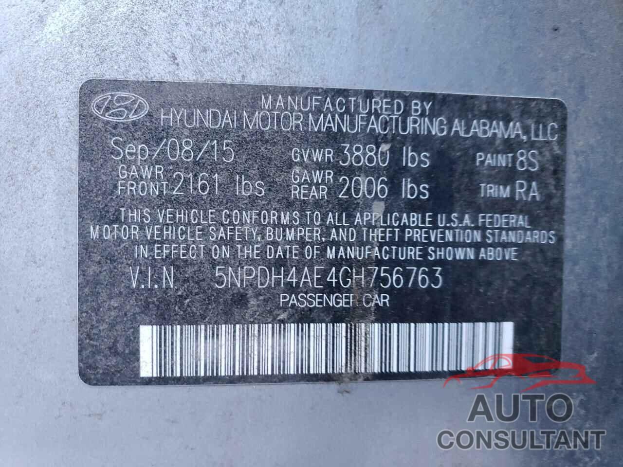 HYUNDAI ELANTRA 2016 - 5NPDH4AE4GH756763