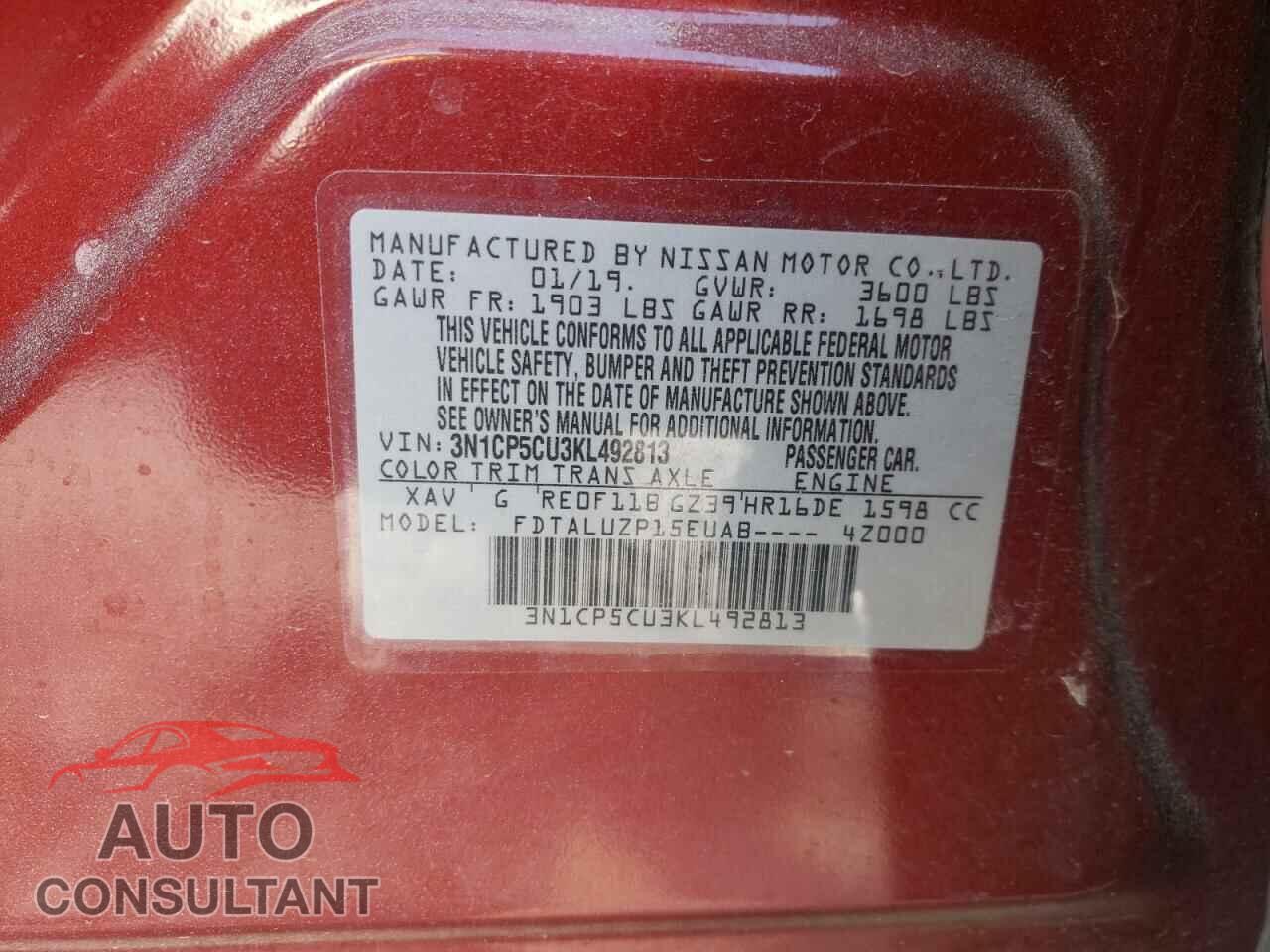 NISSAN KICKS 2019 - 3N1CP5CU3KL492813