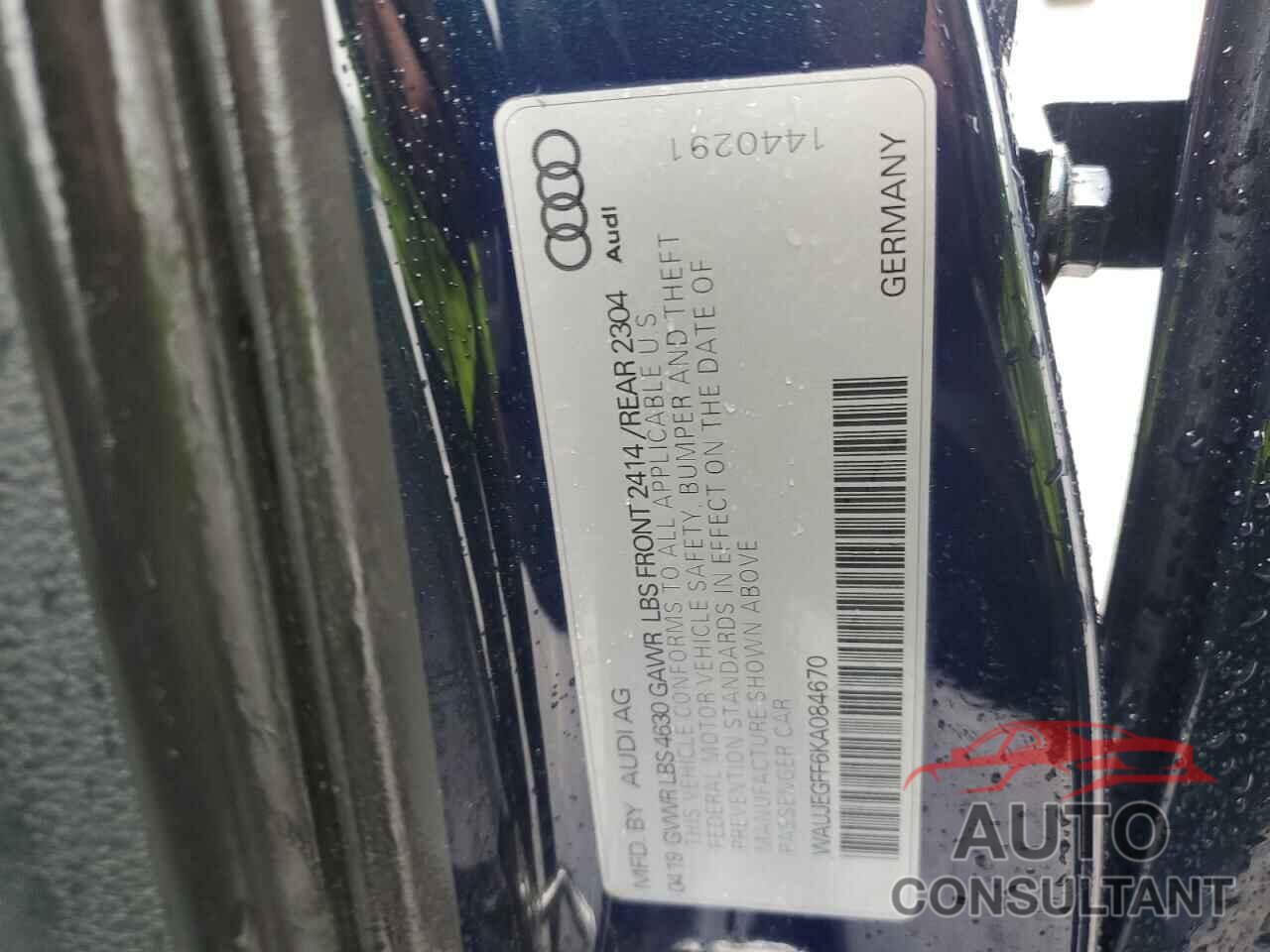 AUDI A3 2019 - WAUJEGFF6KA084670