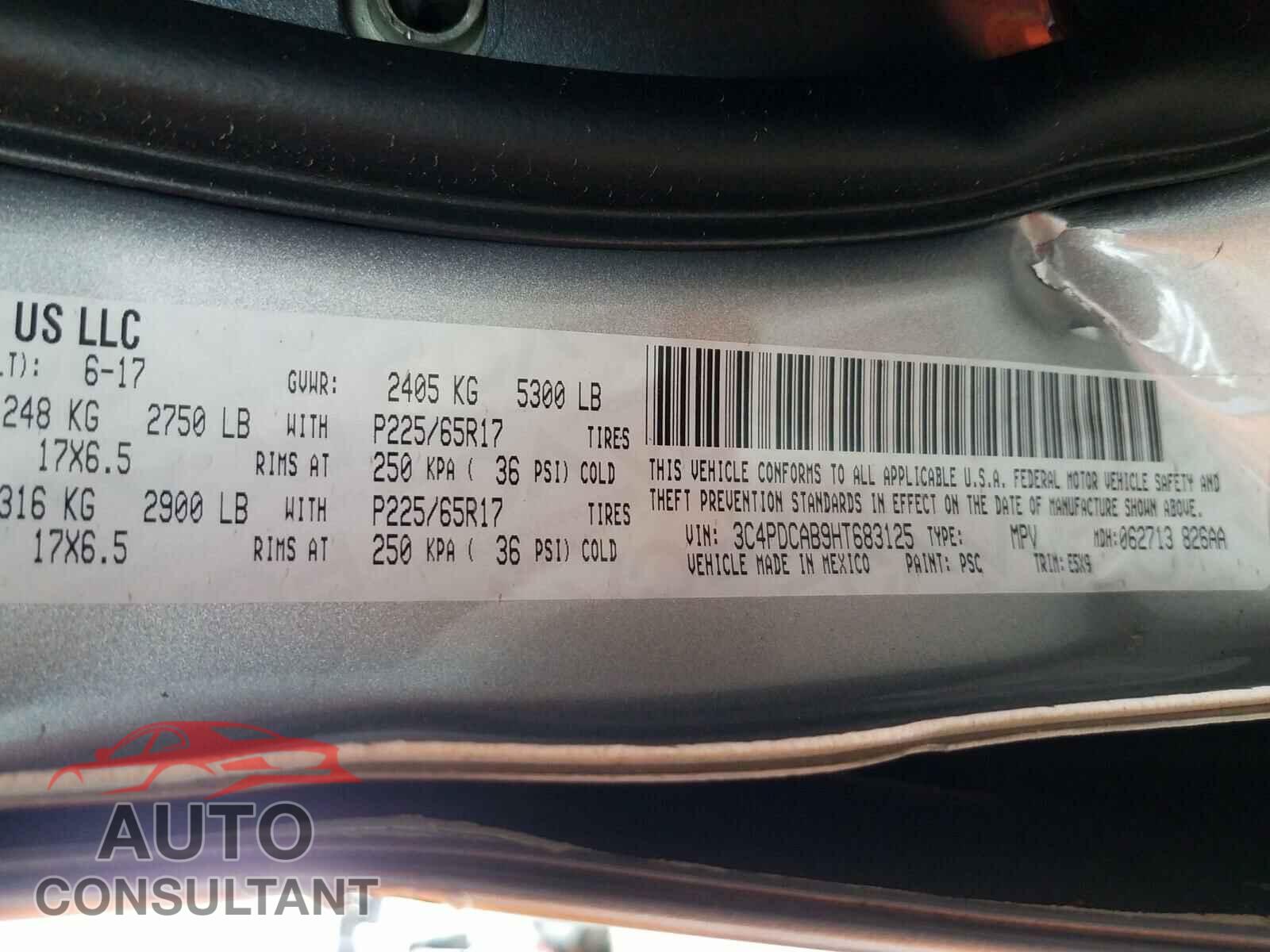 DODGE JOURNEY 2017 - 3C4PDCAB9HT683125