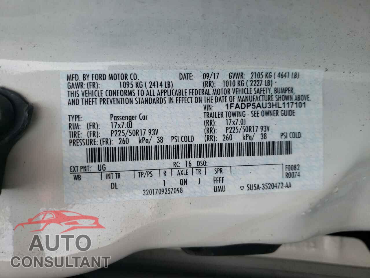FORD CMAX 2017 - 1FADP5AU3HL117101