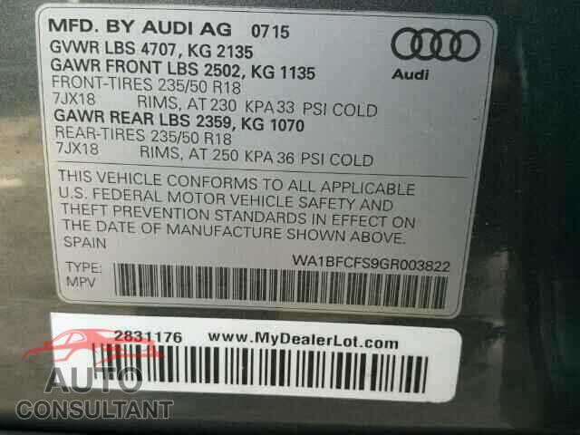 AUDI Q3 2016 - WA1BFCFS9GR003822
