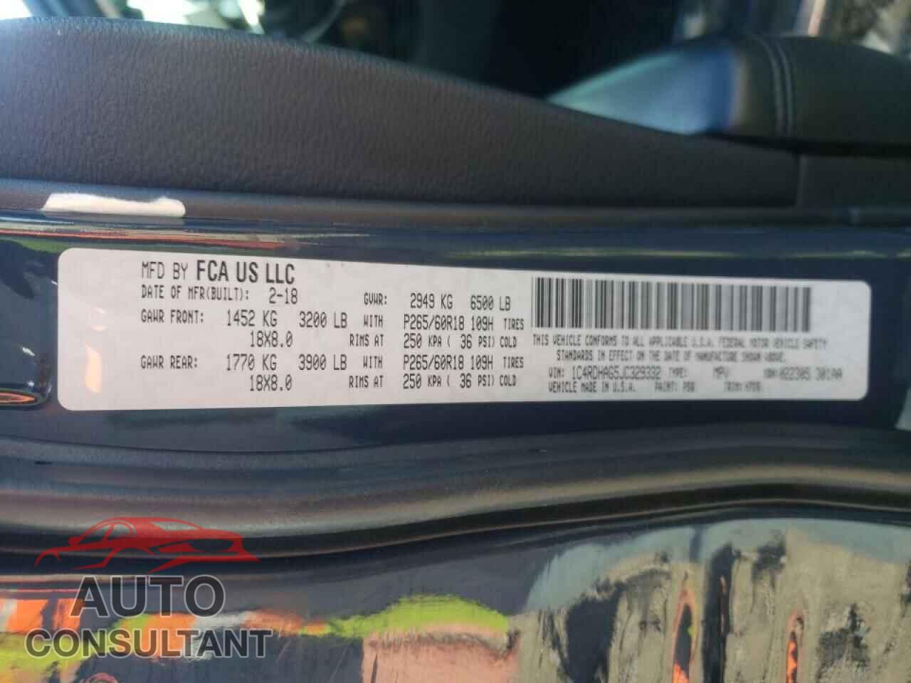 DODGE DURANGO 2018 - 1C4RDHAG5JC329332