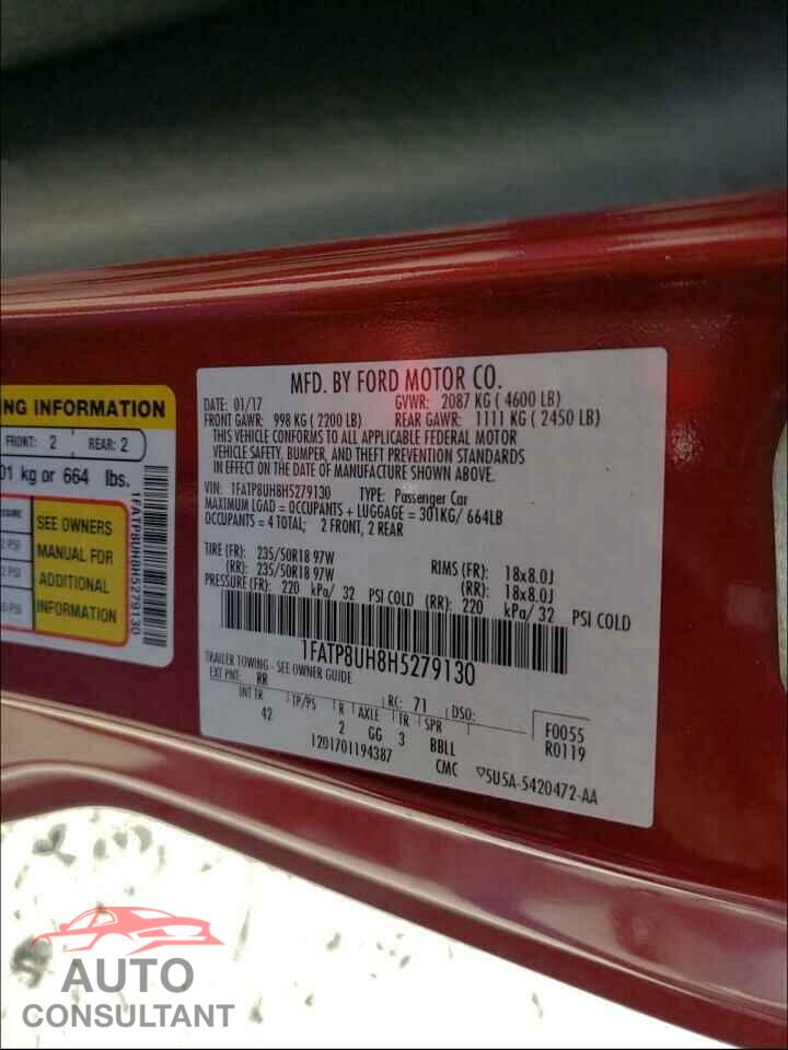 FORD MUSTANG 2017 - 1FATP8UH8H5279130