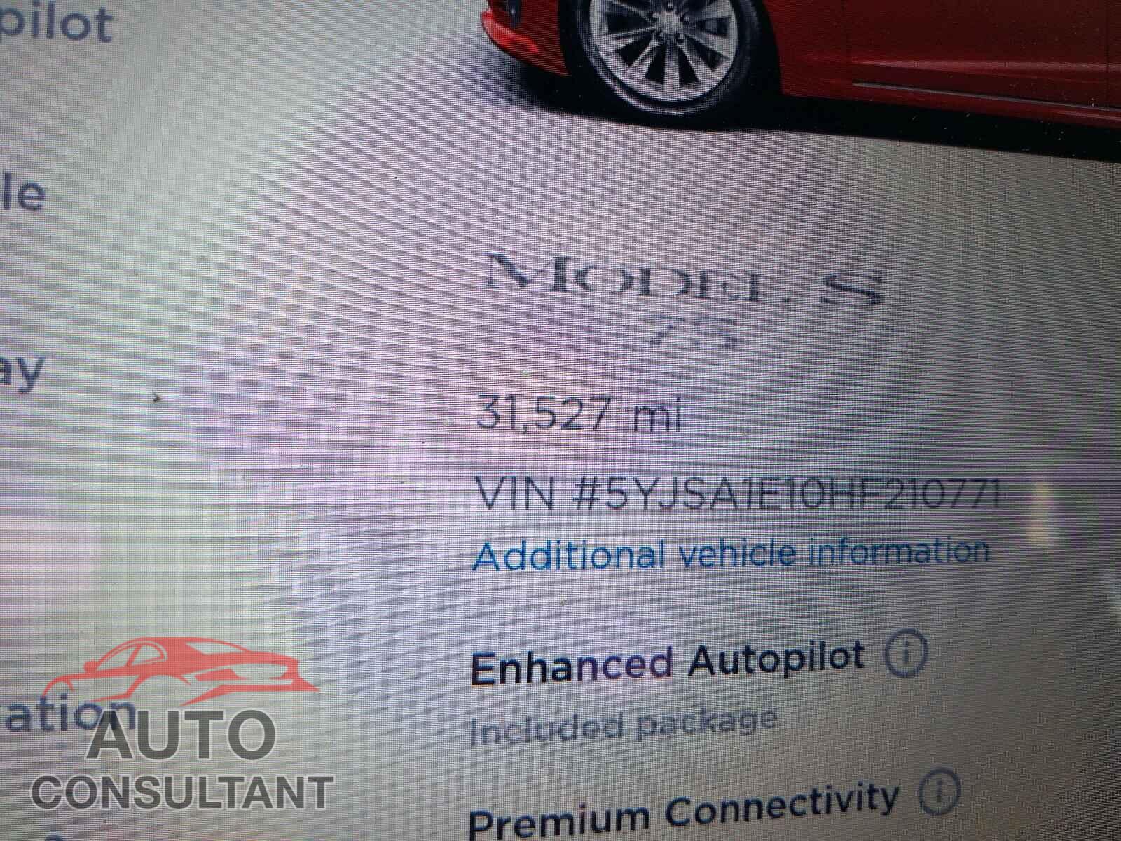 TESLA MODEL S 2017 - 5YJSA1E10HF210771