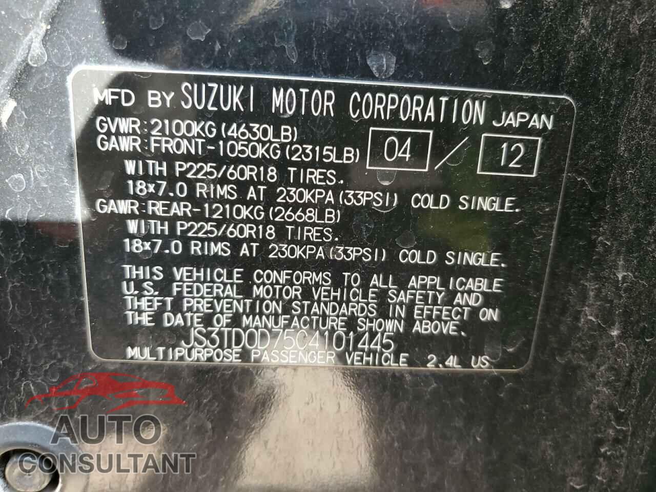 SUZUKI GR VITARA 2012 - JS3TD0D75C4101445
