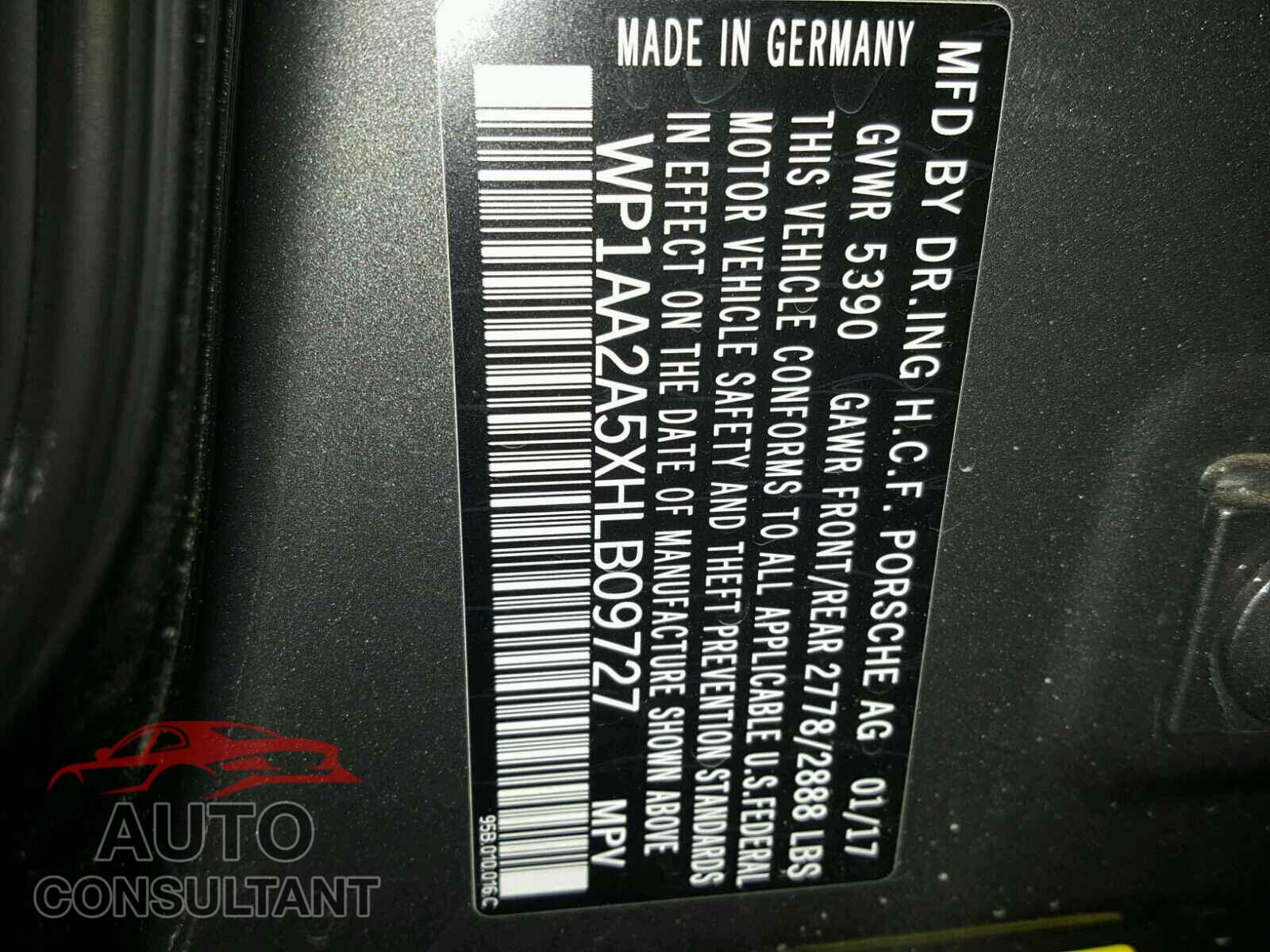 PORSCHE MACAN 2017 - WP1AA2A5XHLB09727