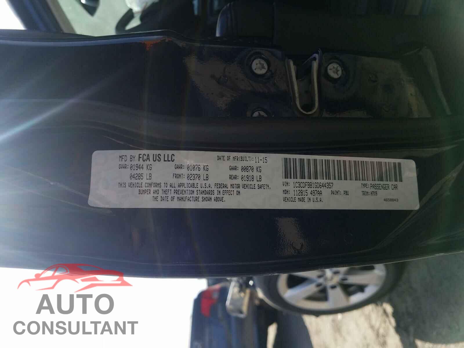 DODGE DART 2016 - 1C3CDFBB1GD644357