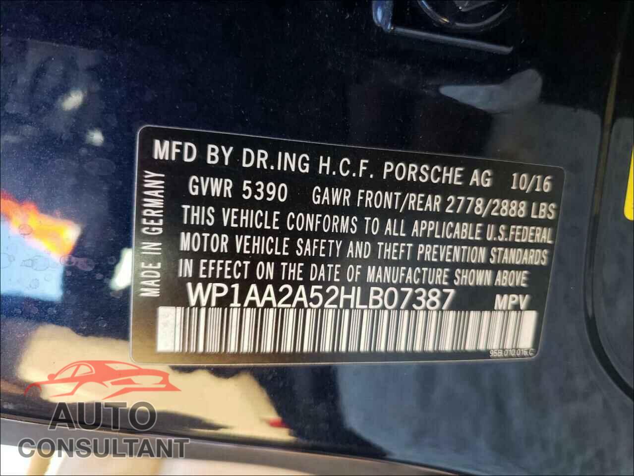 PORSCHE MACAN 2017 - WP1AA2A52HLB07387