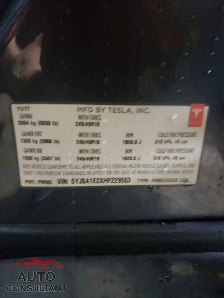TESLA MODEL S 2017 - 5YJSA1E2XHF229563
