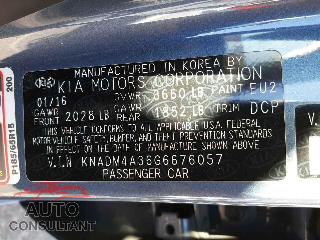 KIA RIO 2016 - KNADM4A36G6676057