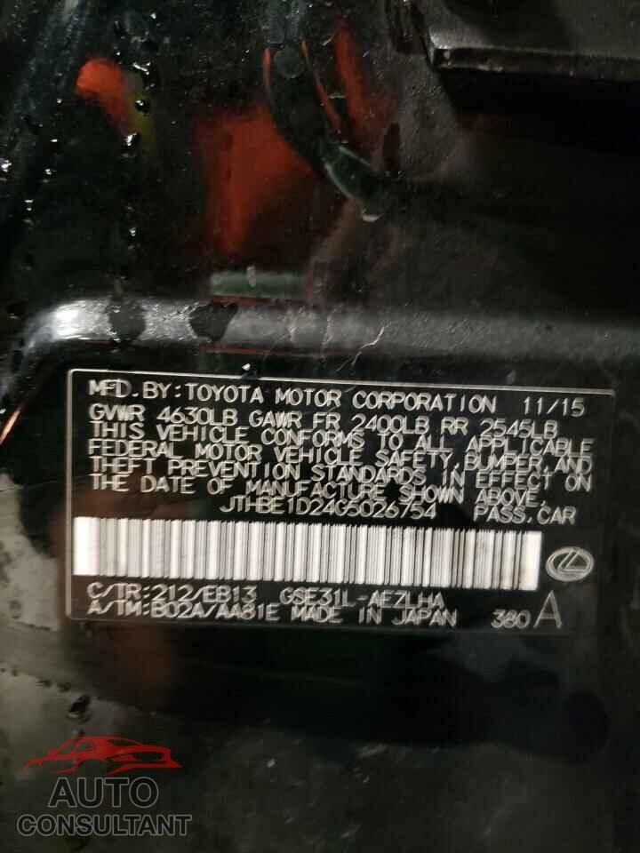 LEXUS IS 2016 - JTHBE1D24G5026754