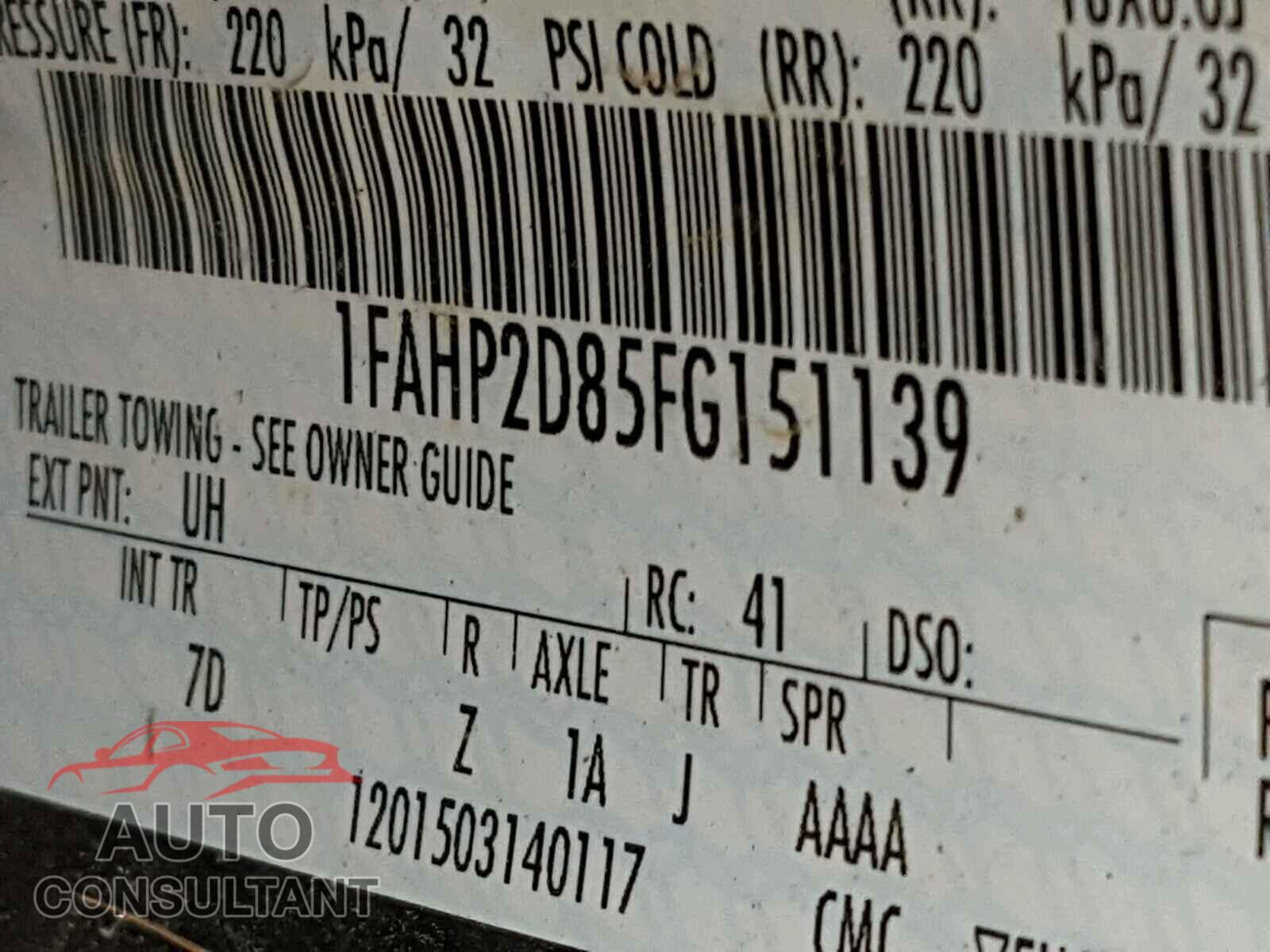FORD TAURUS 2015 - 1FAHP2D85FG151139