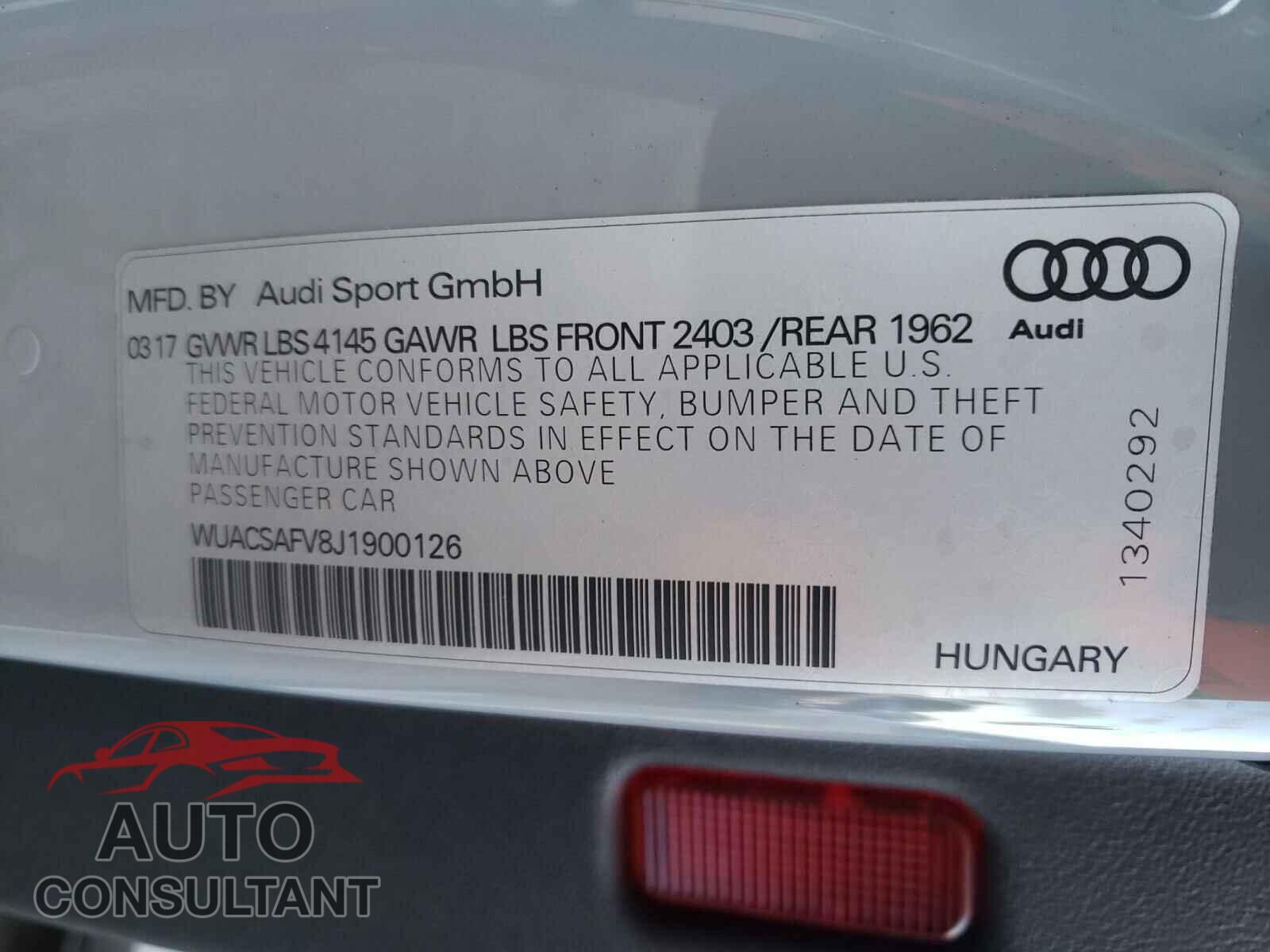 AUDI TT 2018 - WUACSAFV8J1900126