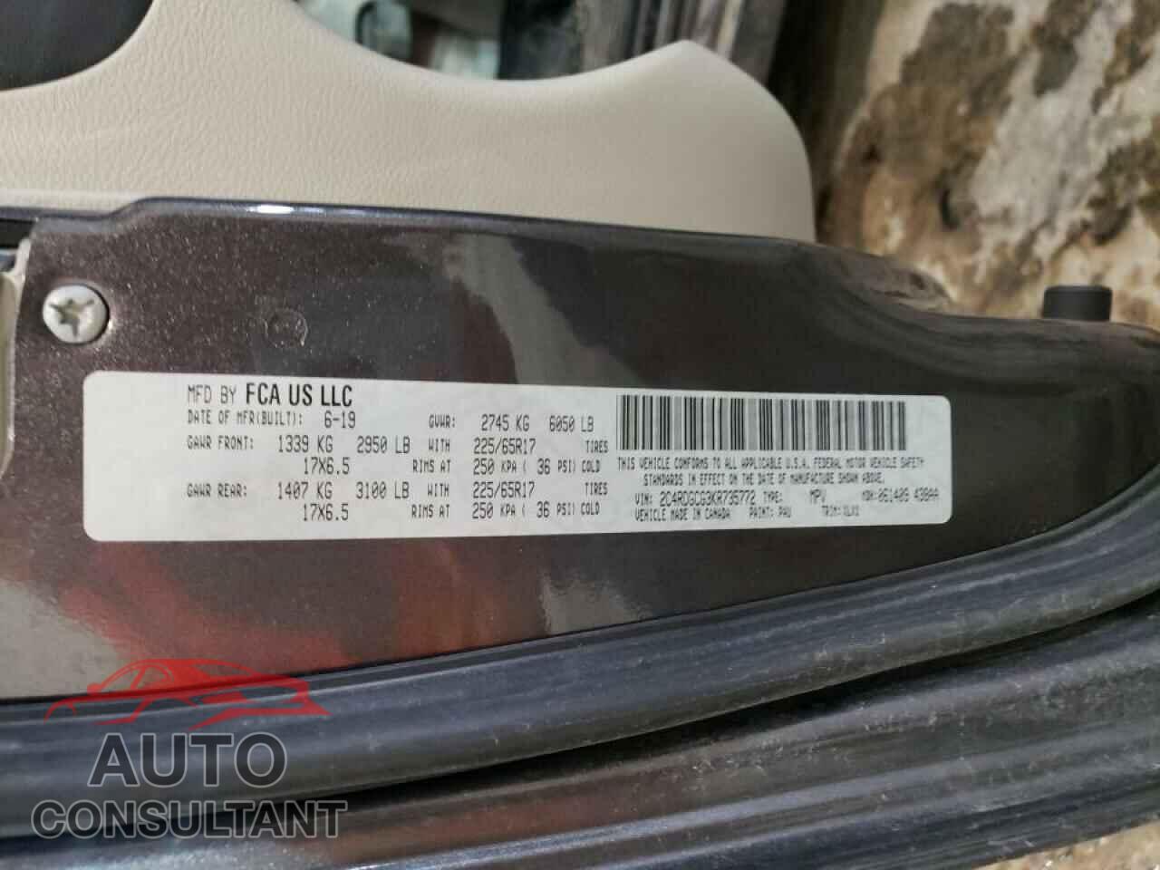 DODGE CARAVAN 2019 - 2C4RDGCG3KR735772