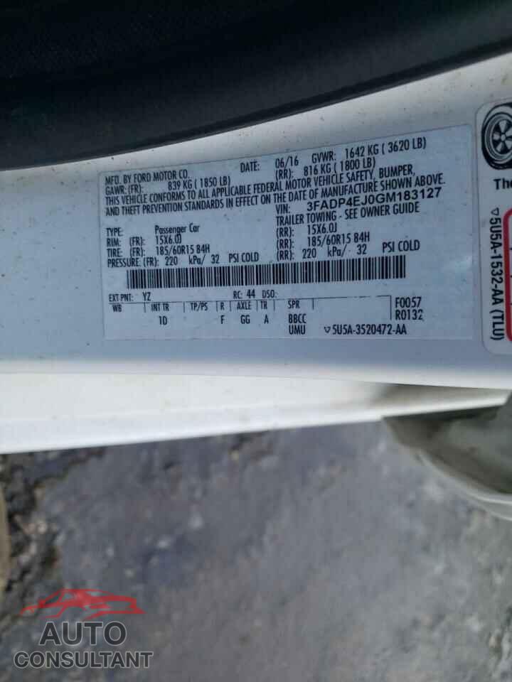 FORD FIESTA 2016 - 3FADP4EJ0GM183127