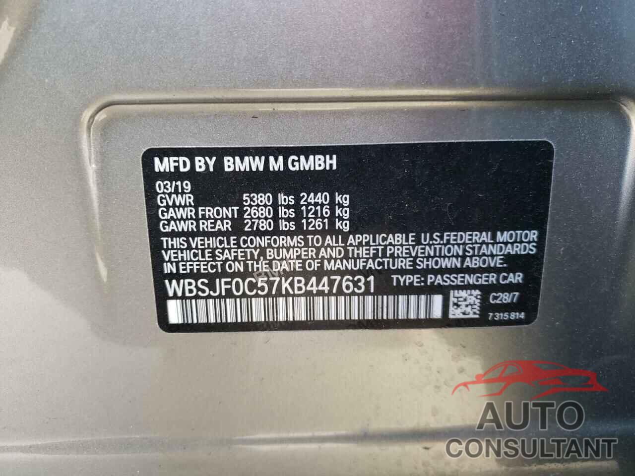 BMW M5 2019 - WBSJF0C57KB447631