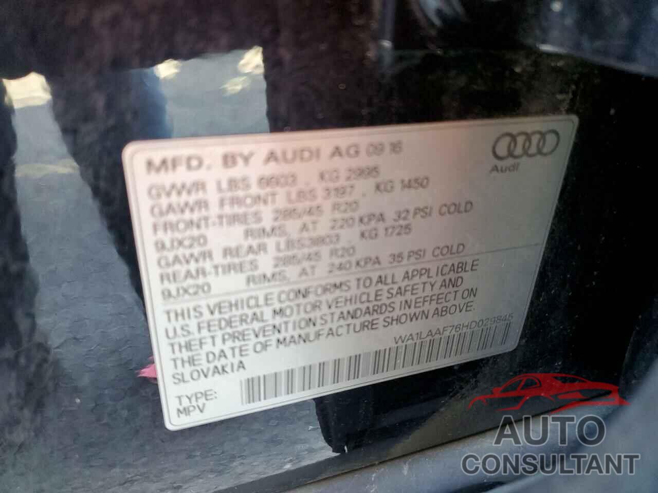 AUDI Q7 2017 - WA1LAAF76HD029845